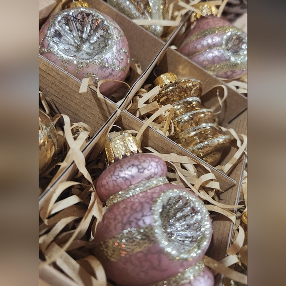 Glass, vintage inspired, ornament set, 9 pieces - Picture 2 of 4